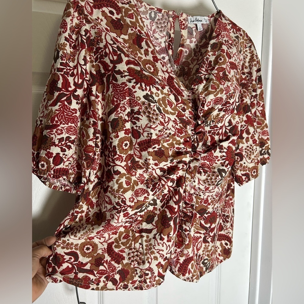 Sam Edelman Red and Brown Floral Blouse - Picture 6 of 6